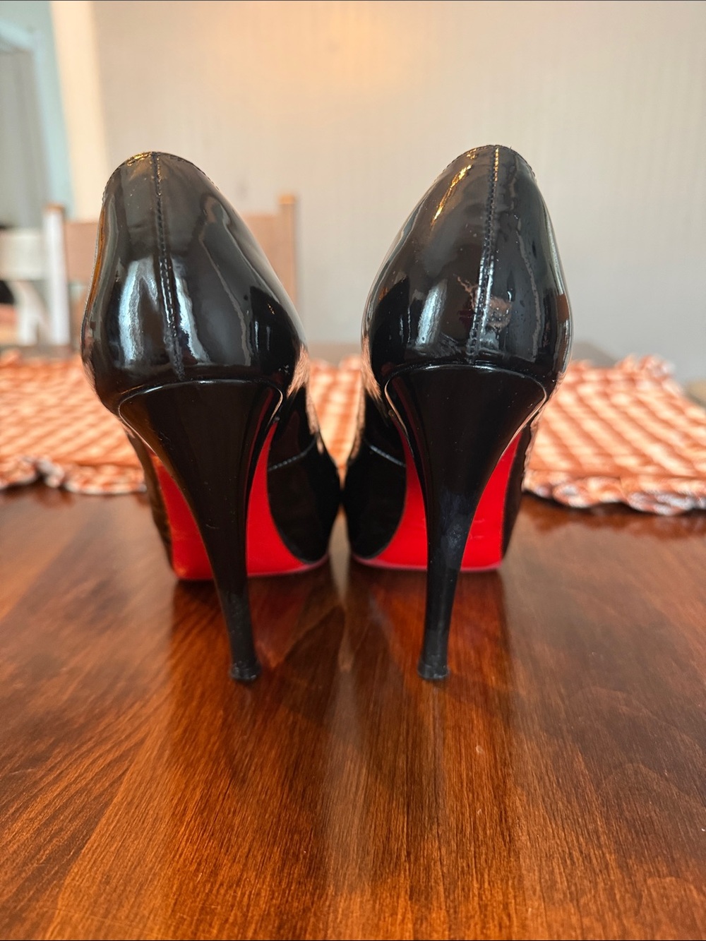 Classic Black Patent Christian Louboutin peep toe